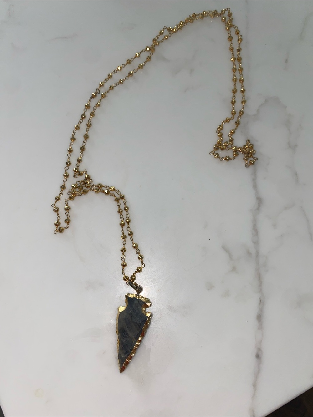 Handmade Gold Tone Arrowhead Pendant Necklace